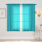 Window Sheer Curtains 54 inch Length, Soft Airy Light Filtering Sheer Curtain 2 Panels Set, Dual Rod Pocket Gauze Drapes for Living Room Bedroom, Turquoise, 2x42Wx54L Inches