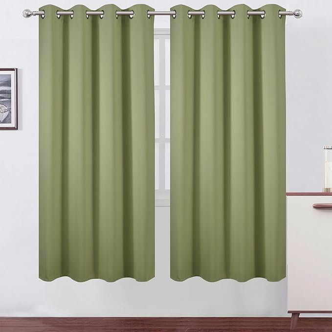LEMOMO Sage Green Thermal Blackout Curtains/52 x 72 Inch/Set of 2 Panels Room Darkening Curtains for Bedroom