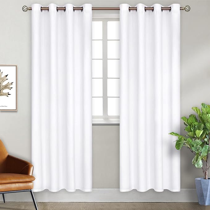 BGment Room Darkening Curtains for Bedroom - Grommet Thermal Insulated Window Treatments Light Blocking Curtains for Living Room, Set of 2 Panels, Each 46 x 84 Inch, Pure White
