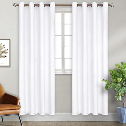 BGment Room Darkening Curtains for Bedroom - Grommet Thermal Insulated Window Treatments Light Blocking Curtains for Living Room, Set of 2 Panels, Each 46 x 84 Inch, Pure White