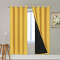 Yakamok Thermal Insulated Full Blackout Curtains 72 Inches Long, Double Layer Full Room Darkening Noise Reducing Grommet Curtains for Bedroom(Mustard Yellow, 2 Panels)