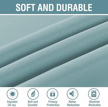 H.VERSAILTEX Blackout Curtain for Living Room Thermal Insulated Window Treatment Curtain Extra Long 108 inch Length Energy Saving Solid Grommet Blackout Drape, One Panel, Mineral Blue, 52" W x 108" L