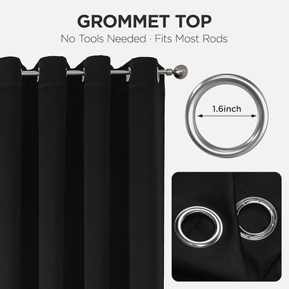 Joydeco Blackout Door Curtain for Doorway Privacy 96 Inches Long, Grommet Closet Curtain for Open Closet, Room Divider for Bedroom Living Room (Black, 52Wx96L, 1 Panel)