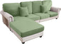 Couch Cover 4-Piece Elastic Velvet Couch Cushion Covers & Chaise Slipcovers for L-Shaped Sofas, Sofa Seat Covers Washable, Soft Cover for Couches (3 Seater + Chaise, Avocado Green)