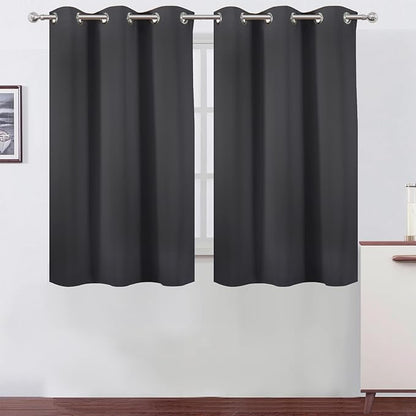 LEMOMO Dark Grey Blackout Curtains 42 x 54 Inch Length Set of 2 Panels Grommet Bedroom Curtains for Living Room