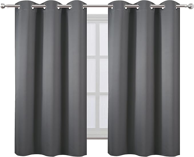LEMOMO Grey Blackout Curtains 34 x 54 Inch Length/Set of 2 Curtain Panels/Thermal Insulated Room Darkening Blackout Curtains for Bedroom