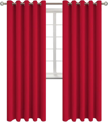 BGment Room Darkening Curtains 84 Inches Long - Grommet Thermal Insulated Drapes Window Treatment Curtains for Bedroom, 2 Panels, 70 x 84 Inch, Red