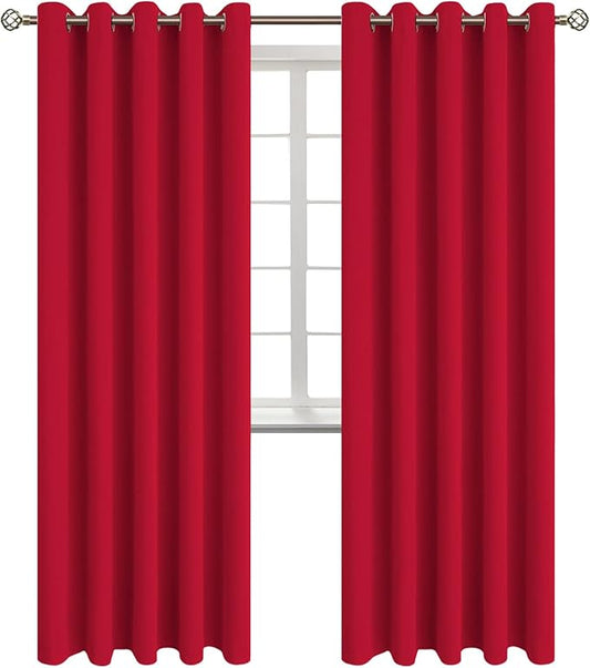 BGment Room Darkening Curtains 84 Inches Long - Grommet Thermal Insulated Drapes Window Treatment Curtains for Bedroom, 2 Panels, 70 x 84 Inch, Red