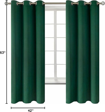 BGment Christmas Blackout Curtains - Grommet Thermal Insulated Room Darkening Bedroom and Living Room Curtains, Set of 2 Decorative Curtain Panels (42 x 63 Inch, Emerald Green)