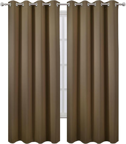 LEMOMO Blackout Curtains 52 x 108 inch/Brown Curtains Set of 2 Panels/Thermal Insulated Room Darkening Bedroom Curtains
