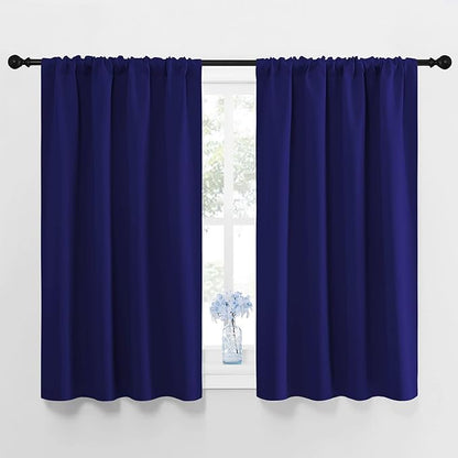 NICETOWN Navy Blue Curtains Blackout Draperies - Home Fashion Thermal Insulated Solid Drape Panels for Kid's Room, Privacy Window Dressing (1 Pair, 42 inches x 45-Inch)