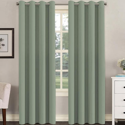 H.VERSAILTEX Blackout Curtain for Living Room Thermal Insulated Window Treatment Curtain Extra Long 84 inch Length Energy Saving Solid Grommet Top Blackout Drape, One Panel, Cyan, 52" W x 84" L