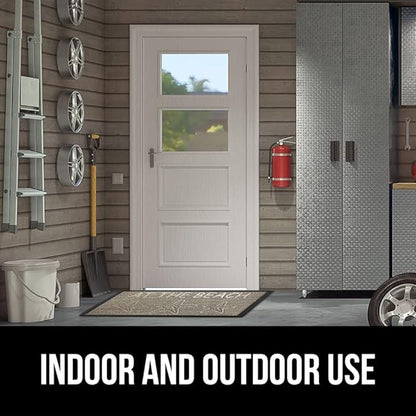 GORILLA GRIP 100% Waterproof All-Season WeatherMAX Doormat, 47x35, US Designed Natural Rubber, Stain and Fade Resistant, Low Profile Indoor Outdoor Door Mats, Easy Clean Patio Mat, Sand Beach