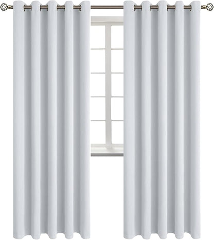 BGment Room Darkening Curtains 84 Inches Long - Grommet Thermal Insulated Drapes Window Treatment Curtains for Bedroom, 2 Panels, 70 x 84 Inch, Greyish White