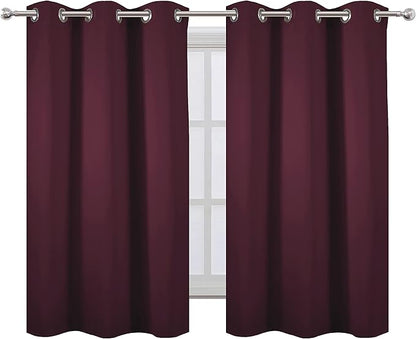 LEMOMO Burgundy Blackout Curtains 38 x 54 Inch Length/Set of 2 Curtain Panels/Thermal Insulated Room Darkening Blackout Curtains for Bedroom
