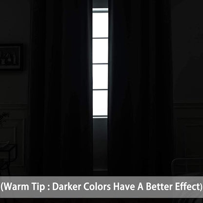 Yakamok 96 Inch Long Dark Green Blackout Curtains Room Darkening Thermal Insulated with Grommet Window Curtains for Bedroom, Light Blocking Blackout Drapes for Living Room,52 inch Width,2 Panels