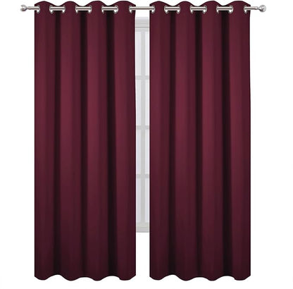LEMOMO Blackout Curtains 52 x 120 Inch Long Burgundy Red Curtains Set of 2 Panels Room Darkening Curtains for Bedroom and Living Room