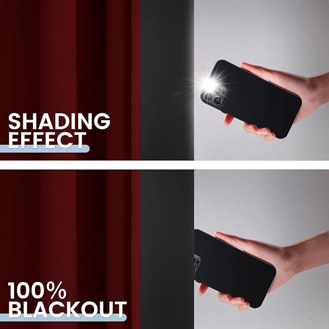 SimpleHome 100% Blackout Curtains for Bedroom,Thermal Insulated Burgundy Grommet Window Drapes Room Darkening Curtains for Living Room with Black Back,38 x 84 Inch,2 Panels