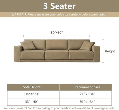 MYSKY HOME Couch Cover for Dogs, Sectional Couch Cover, Beige Lines Sofa Covers for Sectional Sofa L Shape Chenille Couch Protector for Dogs Pets Couch Covers Washable Soft Throw, 91"X134"