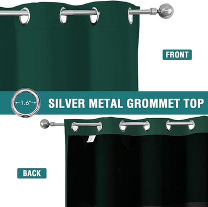 ChrisDowa 100% Blackout Curtains 102 inch Long for Bedroom with Black Liner, 2 Thick Layers Total Blackout Thermal Insulated Grommet Window Curtains 2 Panels Set (Forest Green, 52 x 102 Inch)