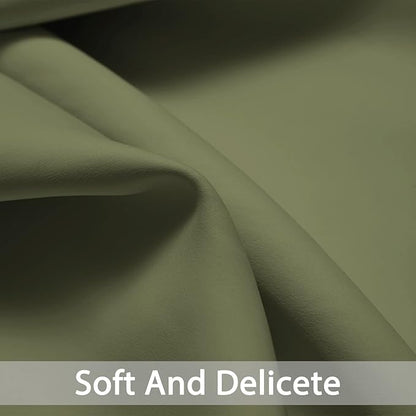 Yakamok Window Treatment Kitchen Drapes - Plain Solid Grommet Top Short Curtains for Kitchen Window(52Wx36L, Sage, 2 Panels)