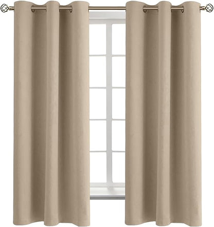 BGment Blackout Curtains - Grommet Thermal Insulated Room Darkening Bedroom and Living Room Curtains, Set of 2 Panels (42 x 63 Inch, Sand)