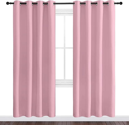 NICETOWN Blackout Curtain Panel Grommet - Home Decorations Thermal Insulated Solid Grommet Top Blackout Living Room Panels/Drapes for Gift (Crystal Pink, 1 Pair, 55 x 78-Inch)