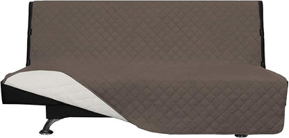 Easy-Going Futon Slipcover - Reversible Sofa Cover, Armless, Water Resistant - Protects Against Pets & Kids (Taupe/Ivory)