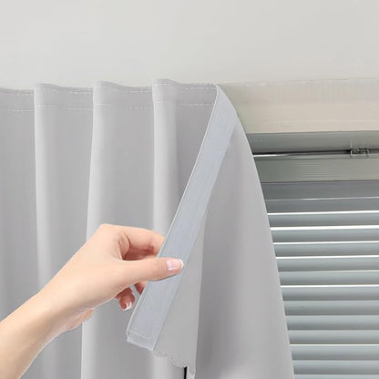 Blackout Curtains for Bedroom Sticky Curtain Blackout Window Cover Self Adhesive Curtains Rod No Drillng, 47" W X 79" L, Light Grey, 1 Panel