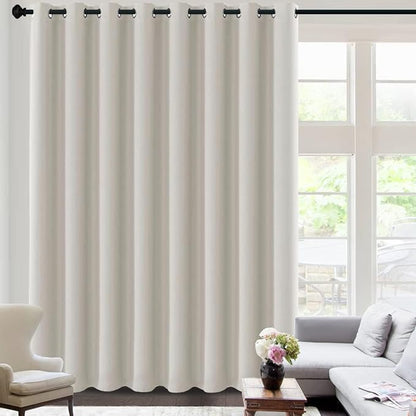 H.VERSAILTEX Blackout Curtains for Sliding Glass Door Room Divider Curtains Noise Reduce Curtain Panel Portable Window Screen Sliding Partition, W120 x L96 inches/8' Tall by 10' Wide, Ivory/Cream