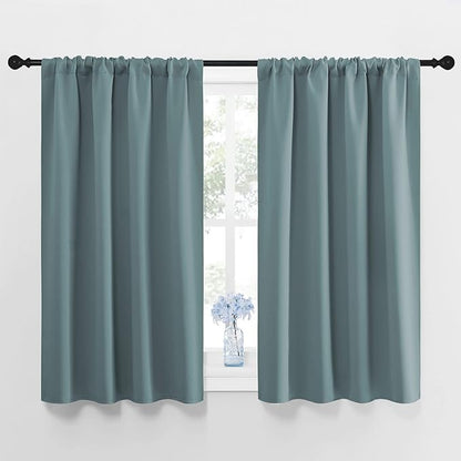 NICETOWN Greyish Blue Blackout Curtains Panels for Window, Thermal Insulated Rod Pocket Blackout Drapes/Draperies for Living Room (2 Panels, W42 x L48 inches)