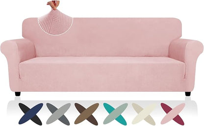 ZNSAYOTX Oversized Super Stretch Couch Cover (92"-115"), New Striped Sofa Covers Comfortable & Durable, Dog Cat Pets Friendly Extra Large Spandex Sofa Slipcovers (Rose, XL Sofa)