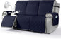 VANSOFY Waterproof Recliner Couch Covers, Sofa Covers 1-Piece Washable Reclining Sofa Cover Non-Slip Furniture Protector with Elastic Straps Pocket for Dogs, Pets(Dark Blue,3 Seater)