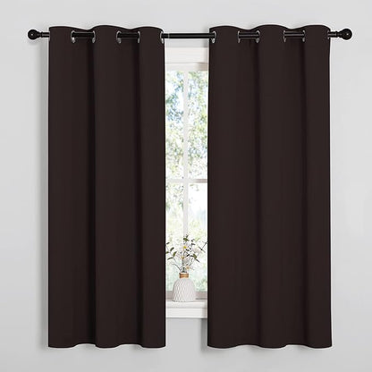 NICETOWN Room Darkening Draperies Curtains, Energy Smart Thermal Insulated Solid Grommet Curtains/Drapes Window Panels (2 Panels, 34-inch x 54-inch, Toffee Brown)