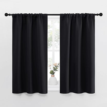 NICETOWN Black Out Curtain Panels for Kitchen - Energy Smart Decoration Thermal Insulating Blackout Drapes/Draperies for Small Window (2 Panels, 34 inches Wide by 45 inches Long)