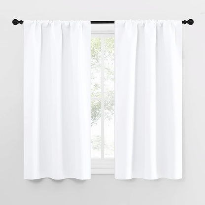 NICETOWN RV Curtains for Camper Windows, White Curtains for Kitchen Window, Home Decoration Light Filtering Drapes for Small Window (29" Wide by 50inches Long, 1 Pair)