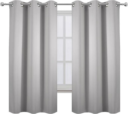 LEMOMO Light Grey Blackout Curtains 42 x 63 Inch Length/Set of 2 Curtain Panels/Thermal Insulated Room Darkening Blackout Curtains for Bedroom