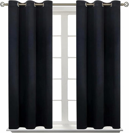 BGment Blackout Curtains - Grommet Thermal Insulated Room Darkening Bedroom and Living Room Curtain, Set of 2 Panels (38 x 54 Inch, Black)
