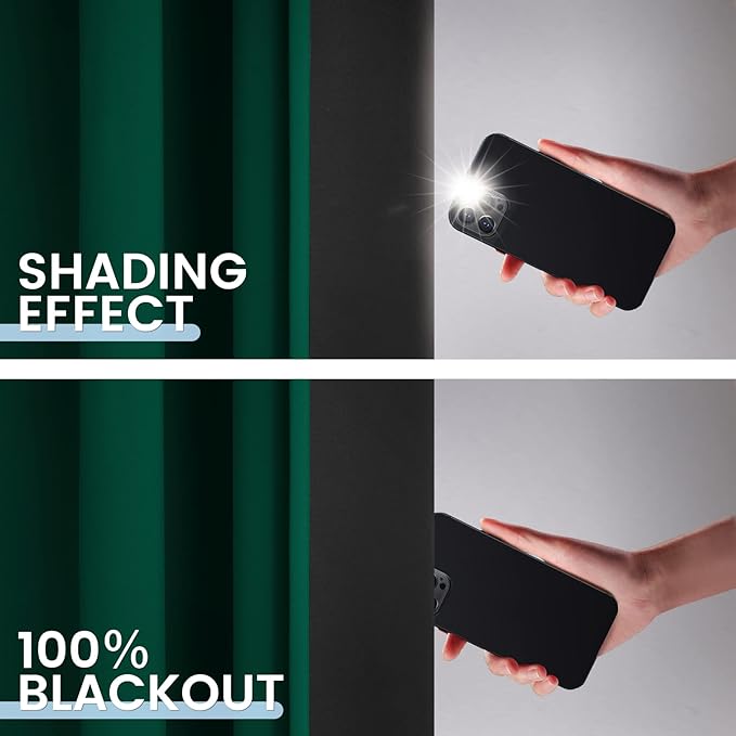 SimpleHome 100% Blackout Curtains for Bedroom,Thermal Insulated Dark Green Grommet Window Drapes Room Darkening Curtains for Living Room with Black Back,52 x 45 Inch,2 Panels