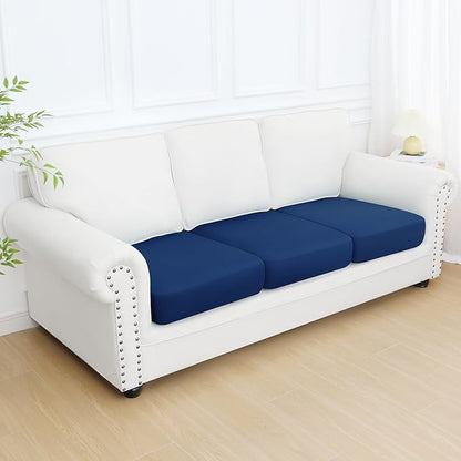 Smiry Printed Couch Cushion Covers, Stretch Soft Couch Covers for Sofa, Washable Non-Slip Sofa Slipcover Furniture Protector for Indoor and Outdoor (3 Pack, Navy)
