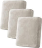 H.VERSAILTEX Velvet Stretch Couch Cushion Cover Plush Cushion Slipcover for Chair Loveseat Sofa Cushion Furniture Protector Seat Cushion Sofa Cover (3 Piece Sofa Cushion Covers, Oatmeal)