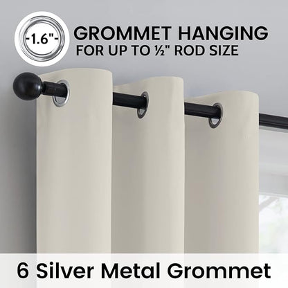 SimpleHome 100% Blackout Curtains for Bedroom,Thermal Insulated Grommet Window Drapes Room Darkening Cream Curtains for Living Room with Black Back,42 x 63 Inch,2 Panels