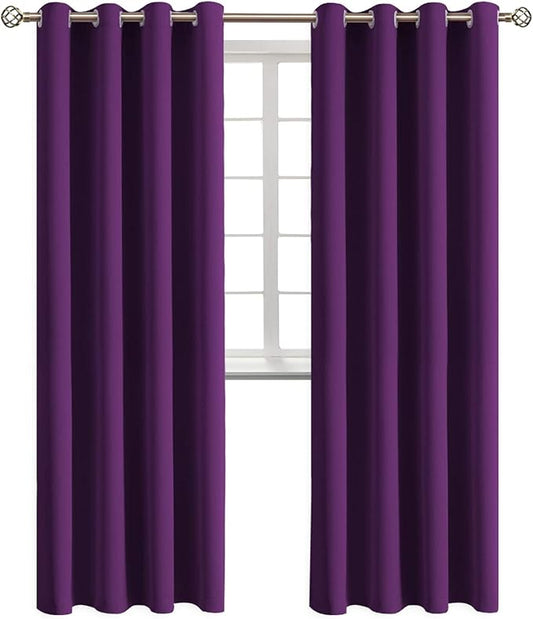 BGment Blackout Curtains - Grommet Thermal Insulated Room Darkening Bedroom and Living Room Curtains, Set of 2 Panels (52 x 108 Inch, Purple)