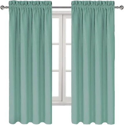 DWCN Blackout Curtains for Living Room Thermal Insulated, Energy Saving & Noise Reducing Bedroom Curtains, Sage Green, W 42x L 63 Inch, Set of 2 Rod Pocket Curtain Panels