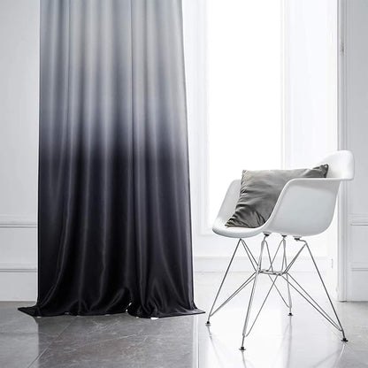 SimpleHome Ombre Curtains 52 x 63 Inch for Bedroom 2 Panels, Gradient Grey White to Black Light Blocking Thermal Insulated Grommet Room Darkening Window Curtain/Drapes for Living Room