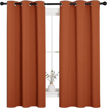 NICETOWN Bedroom Curtains 63 inches Long, Privacy and Thermal Insulated Blackout Drapes for Windows (Burnt Orange, 1 Pair, 42 x 63 inches)