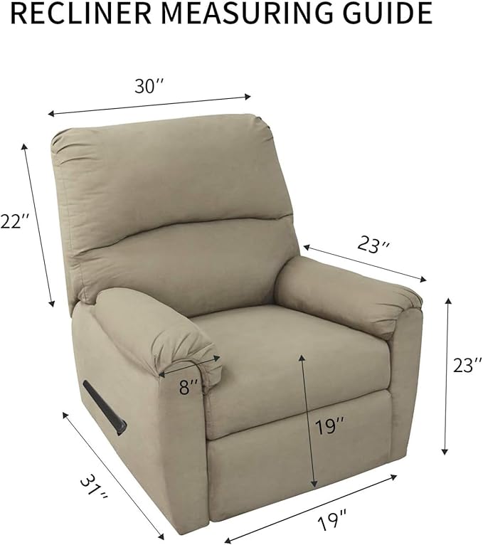 PureFit Reversible Quilted Sofa Cover, Water Resistant Slipcover Furniture Protector, Washable Couch Cover with Non Slip and Elastic Straps for Kids, Dogs (Small Recliner, Light Gray/Light Gray)