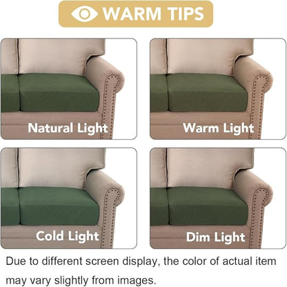 H.VERSAILTEX Super Stretch Individual Seat Cushion Covers Sofa Covers Couch Cushion Covers Slipcover Sets Thick Jacquard Textured Twill Fabric (1 Piece Chair Cushion Cover, Bronze Green)
