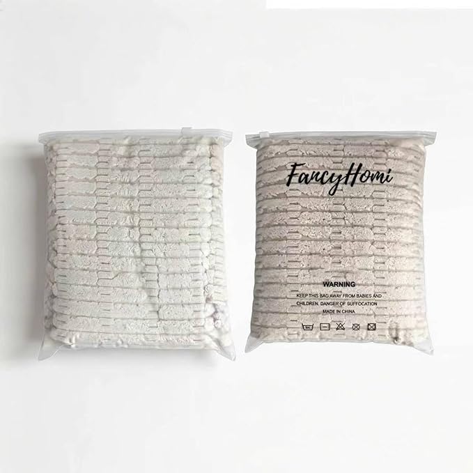 Fancy Homi 4 Packs Neutral Small Decorative Throw Pillow Covers 12x12 Inch for Living Room Couch Bed Sofa, Rustic Farmhouse Boho Home Decor, Soft Plush Striped Corduroy Square Cushion Case 30x30 cm