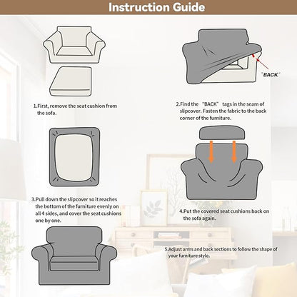 WEERRW Velvet Stretch Chair Sofa Slipcover - 2 Pieces Luxury Soft Velvet Plush Couch Cover Furniture Protector with Elastic Bottom for Pets, Machine Washable, Chocolate, Small